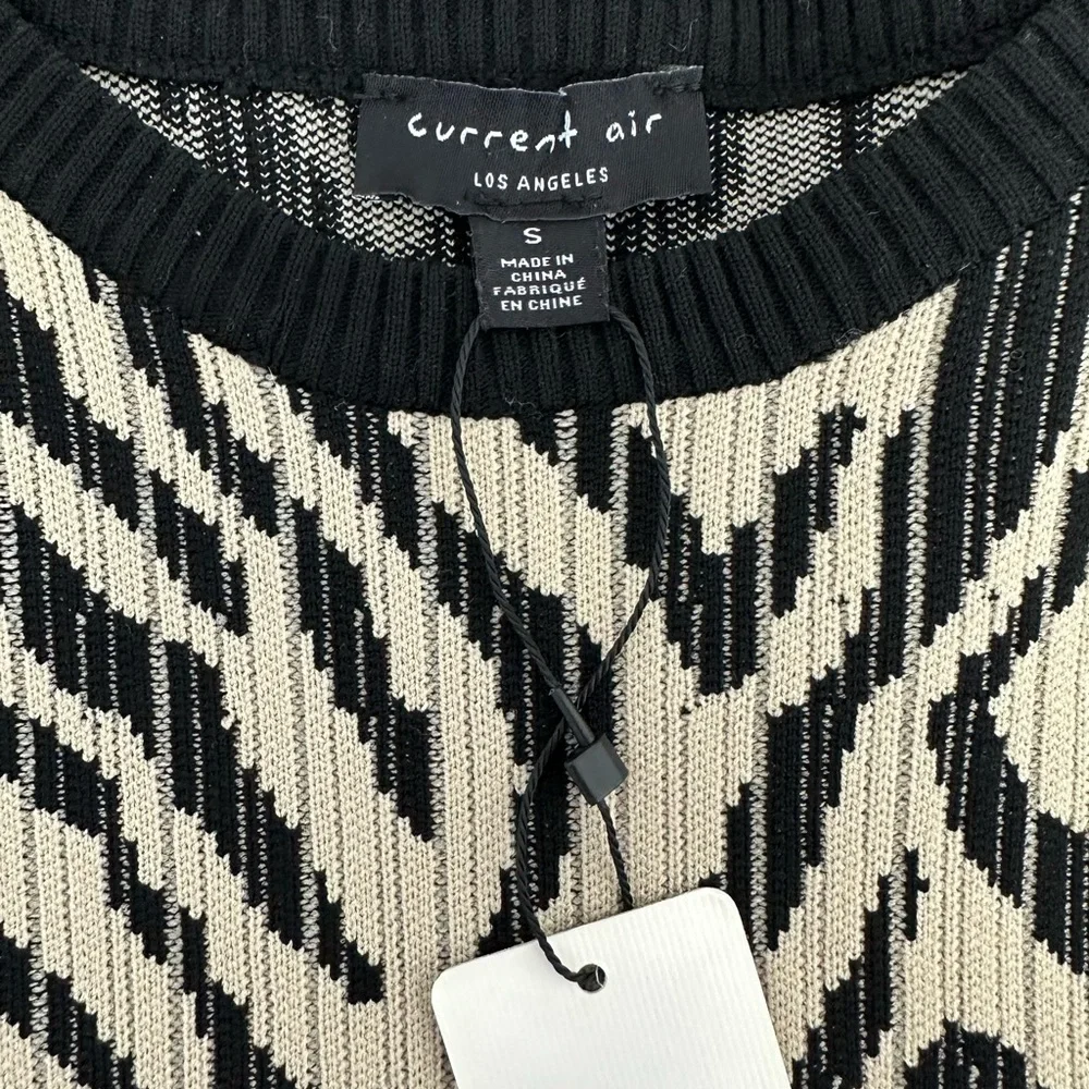 Anthropologie Current Air Zebra Print Balloon Sleeve Sweater in Taupe & Black
